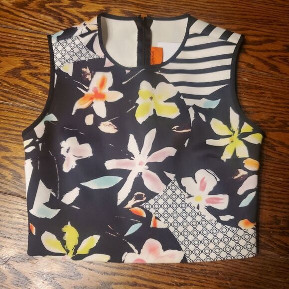 Clover Canyon floral neoprene print disc crop top - Picture 2 of 4